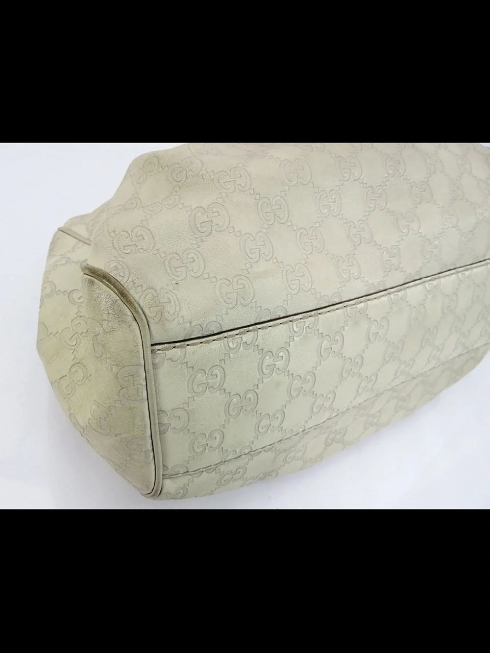 Gucci Cream GG Canvas Shoulder Bag with Gold Hardware